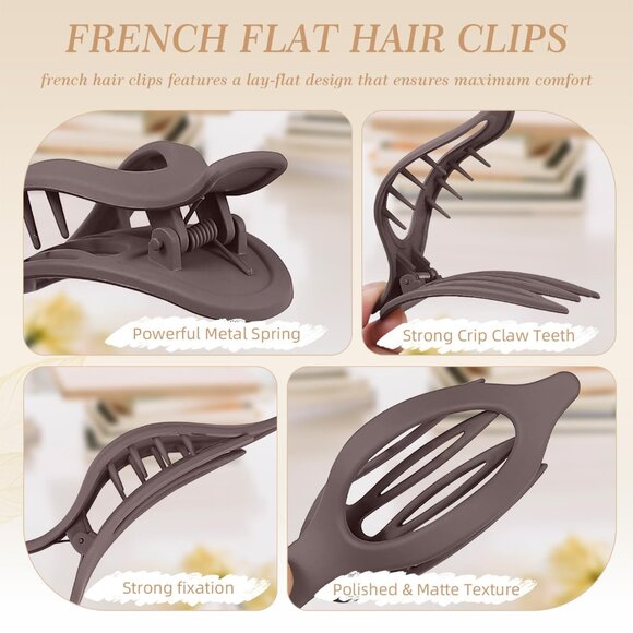 Stylish 8PCS French Claw Clips with Strong Grip - Ideal for Weddings & Parties - Picture 2 of 7